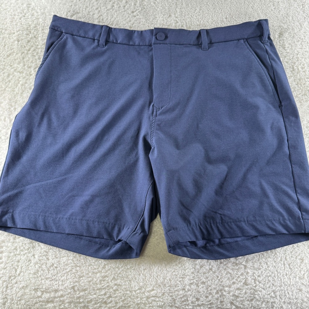 MIZZEN + MAIN Helmsman Golf Shorts Men's Size 38 x 8" Inseam Blue Solid Stretch
